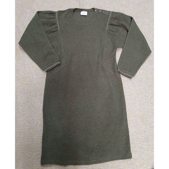 Wrap london womens medium army green cotton knit winter dress modest - Picture 1 of 7